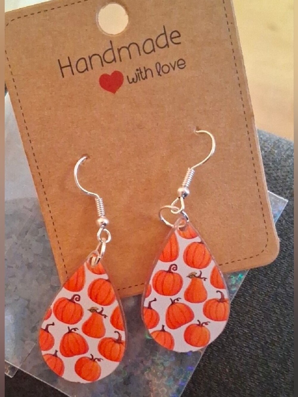 $8 Each Or Bundle 5/$20 Handmade Orange Pumpkin Teardrop Fall Earrings